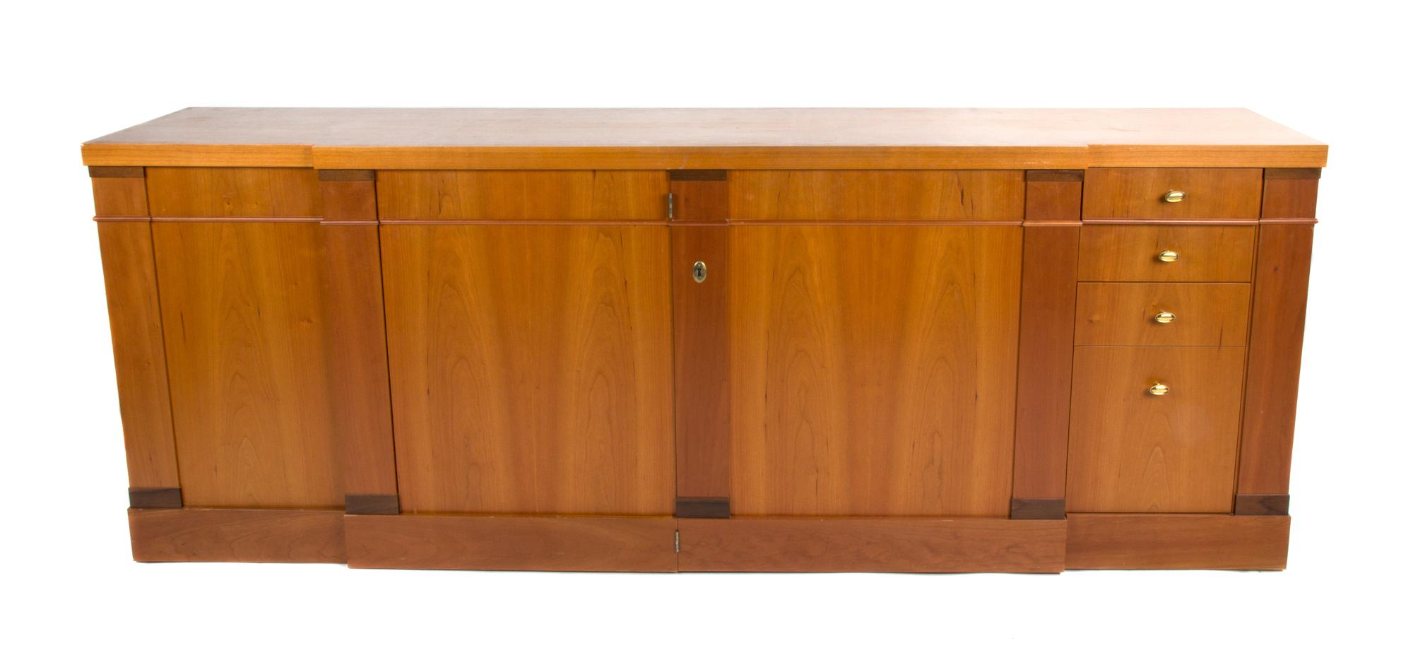 A Biedermeier Style Fruitwood Cabinet Height 30 x width 80 x depth 19 inches. — 20TH CENTURY