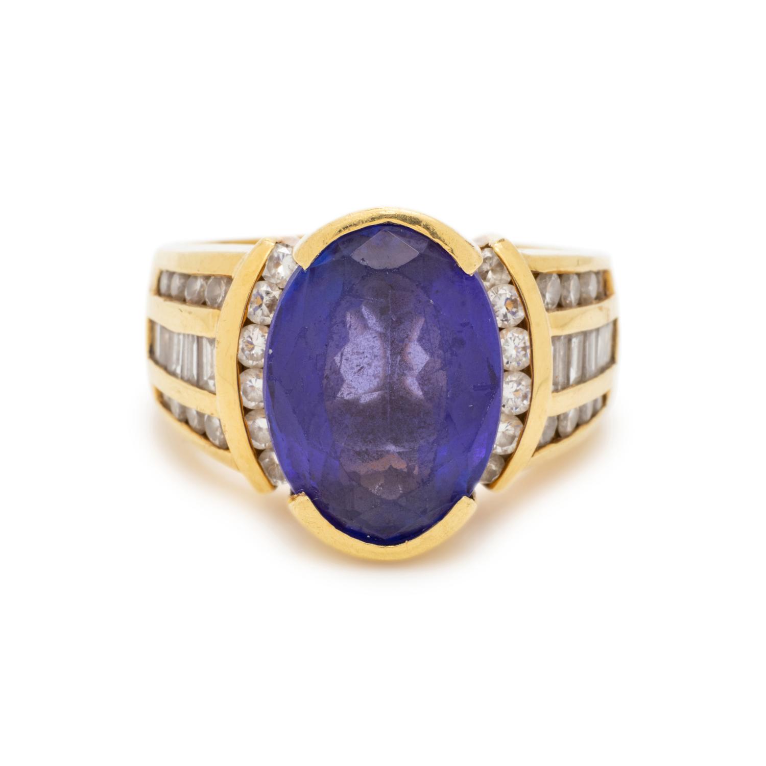 TANZANITE AND DIAMOND RING