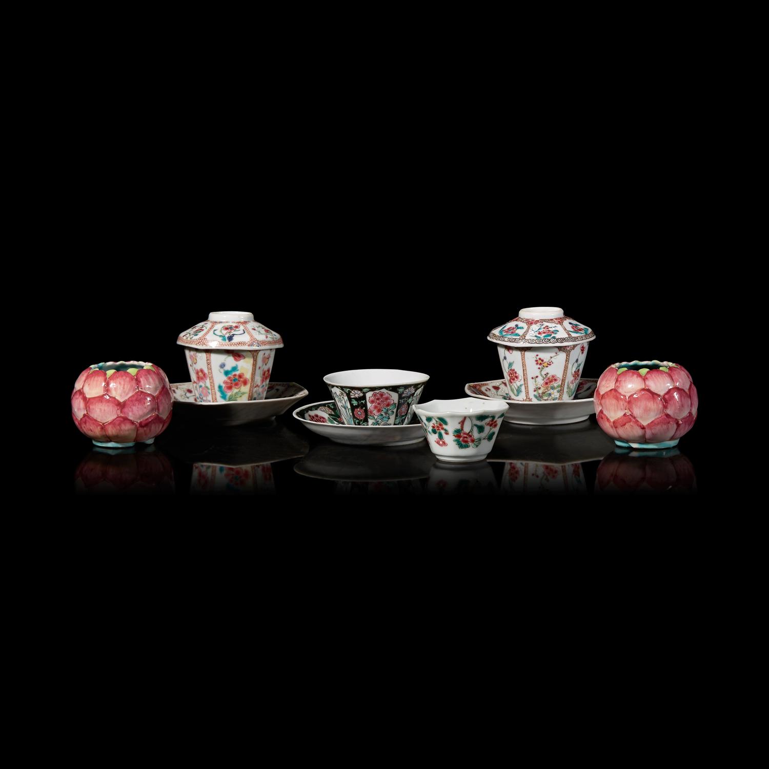 Nine Chinese Export Famille Rose Tablewares, 18th-Early 19th Century 清中期 外銷粉彩器皿九件