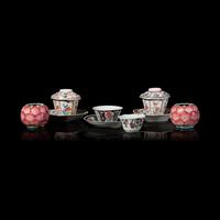 Nine Chinese Export Famille Rose Tablewares, 18th-Early 19th Century 清中期 外銷粉彩器皿九件