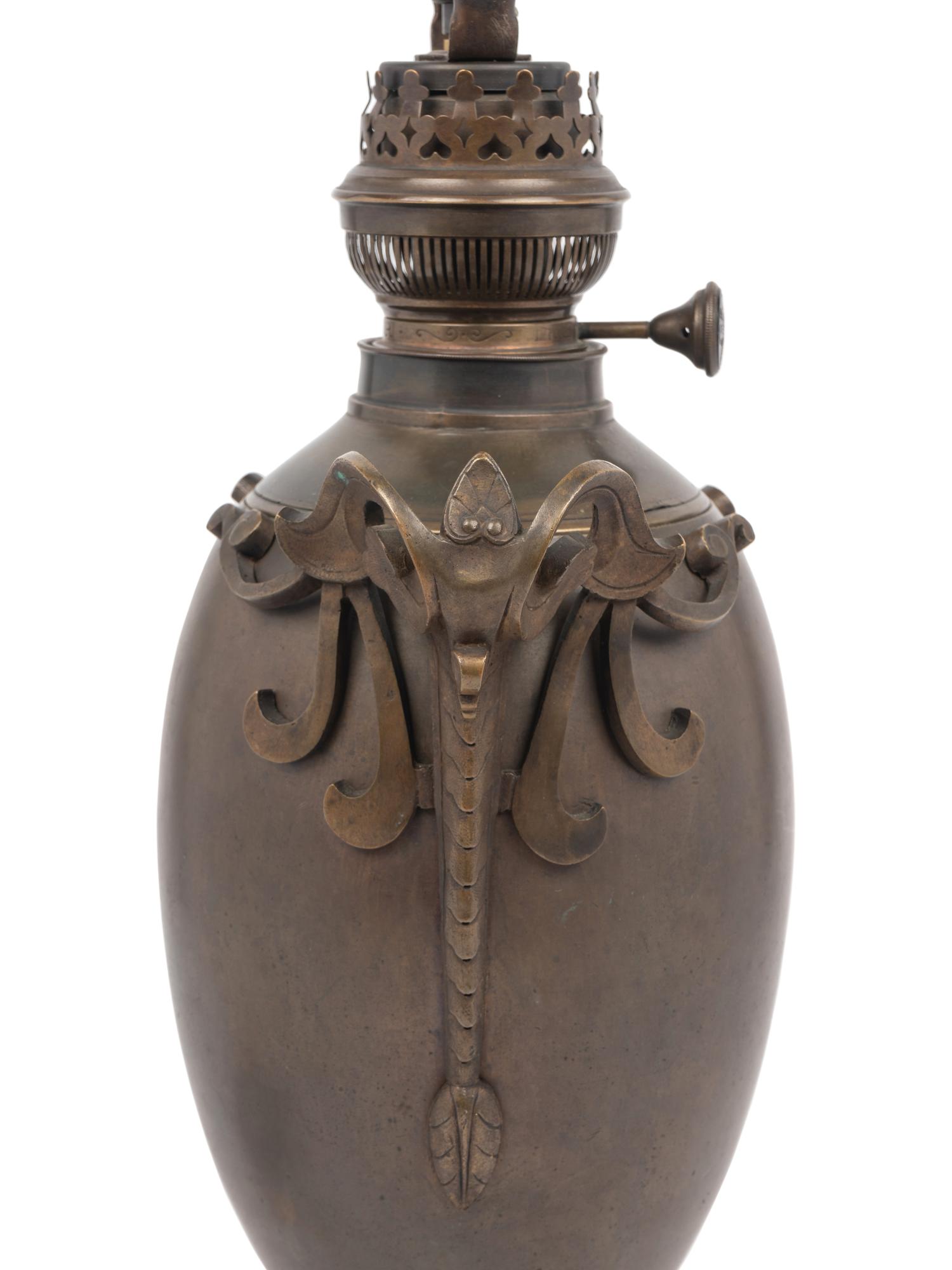 A French Bronze Urn-Form Fluid Lamp Converted to Electricity