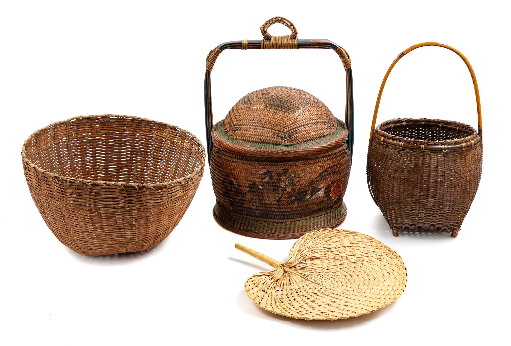 Four Chinese Bamboo Articles Height of tallest 15 1/2 inches.