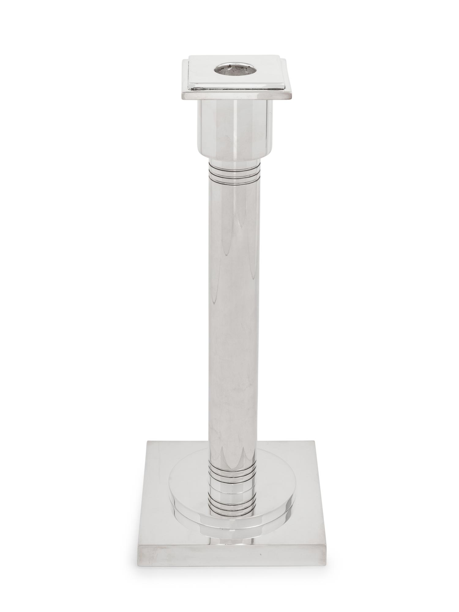 A Set of Four Art Deco Style Silver-Plate Candlesticks