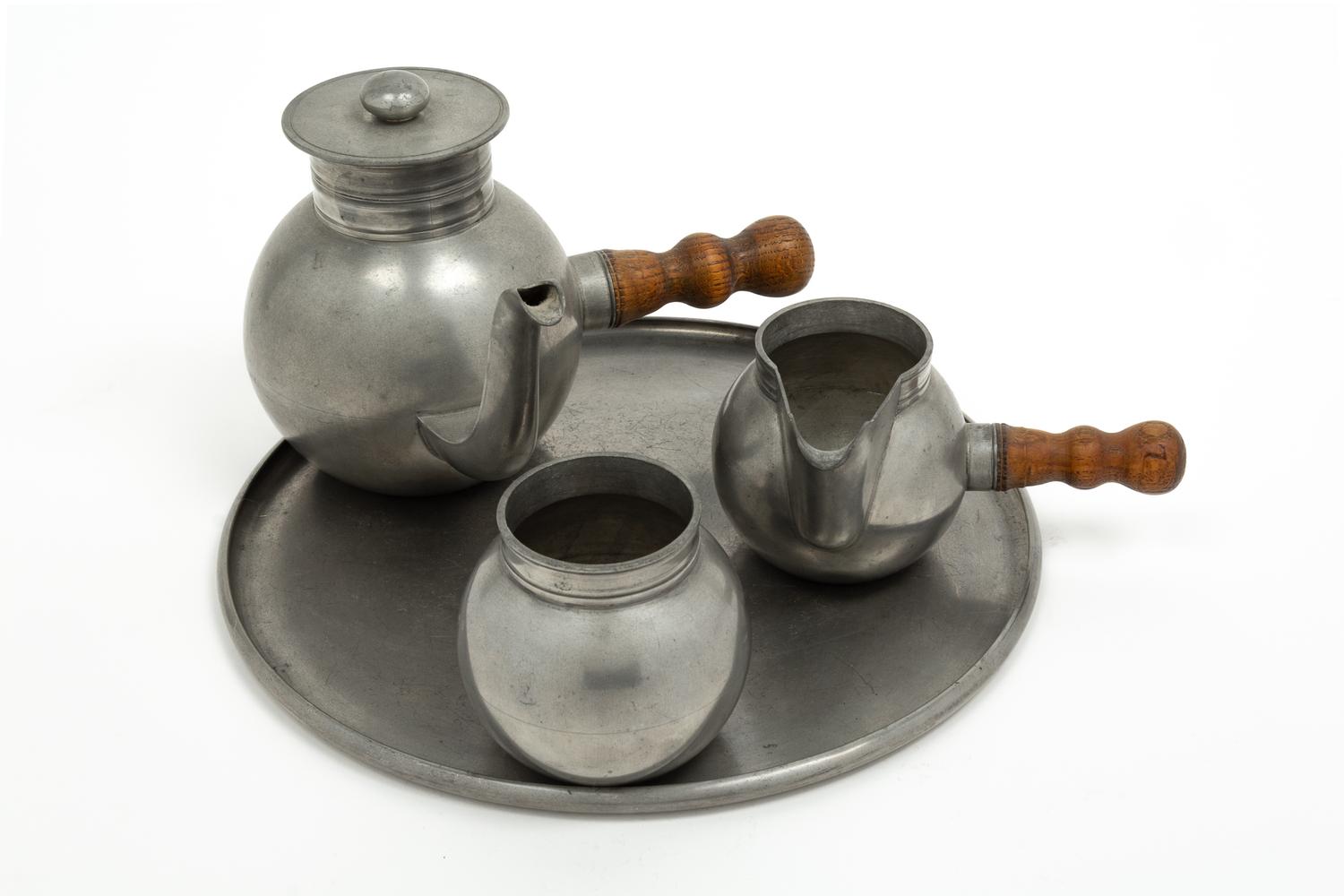 A Norwegian Pewter Four-Piece Tea Service
