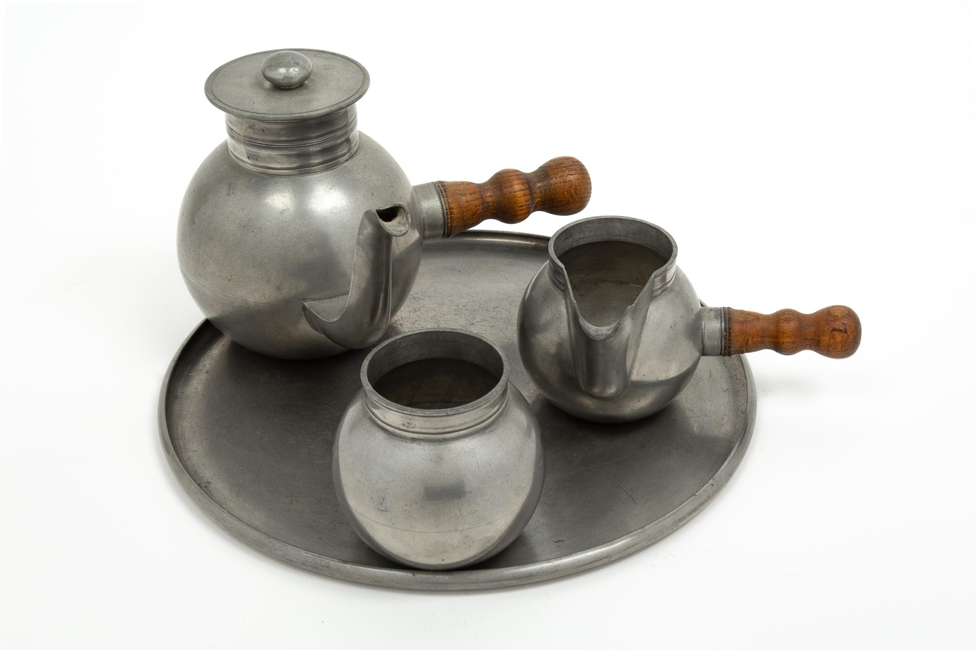 A Norwegian Pewter Four-Piece Tea Service