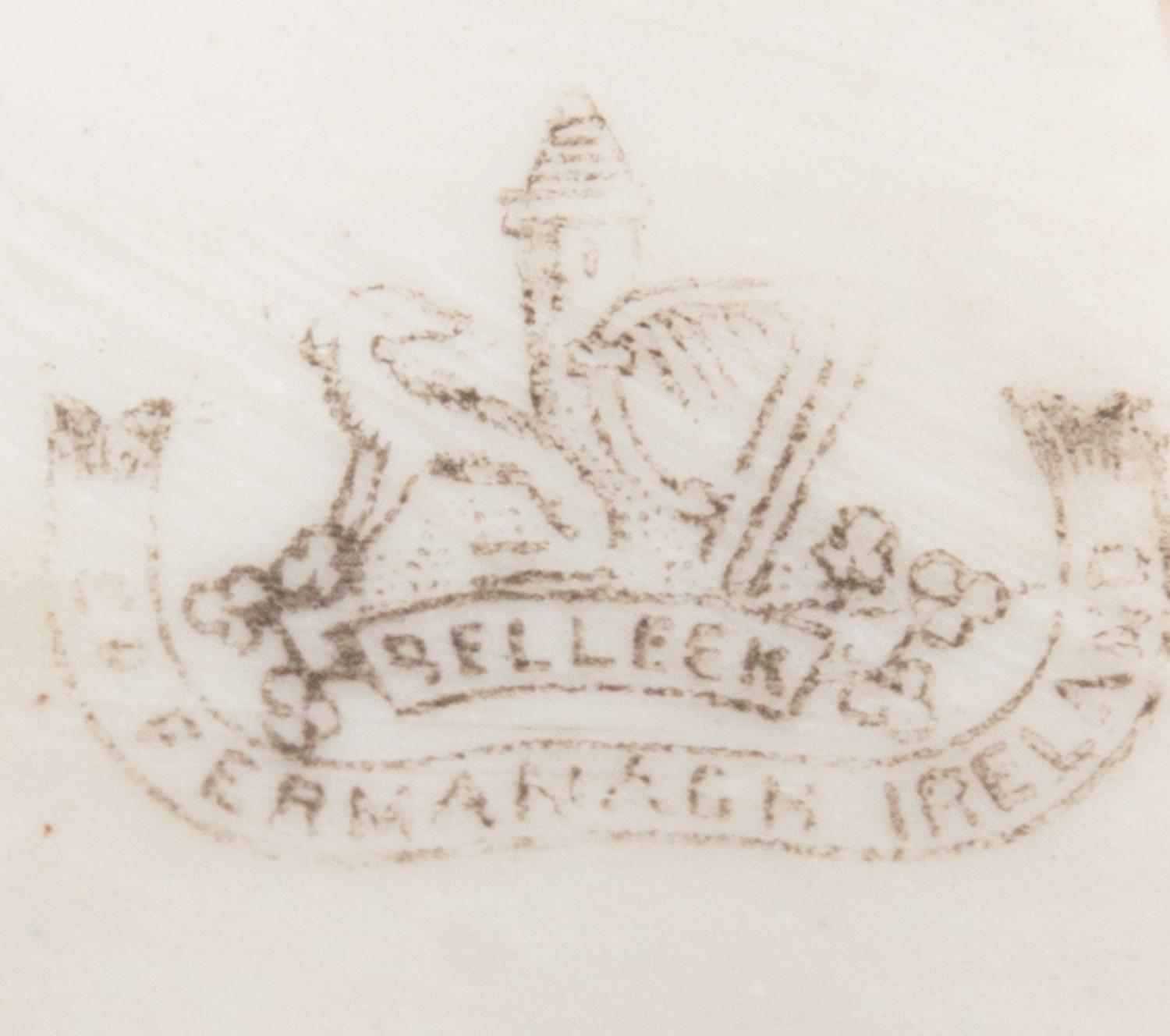 A Belleek Imperial Shell Vase Width 10 inches. — SECOND BLACK MARK (1891-1826)