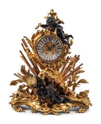 A French Gilt and Patinated Bronze Pendule à la Gloire du Roi