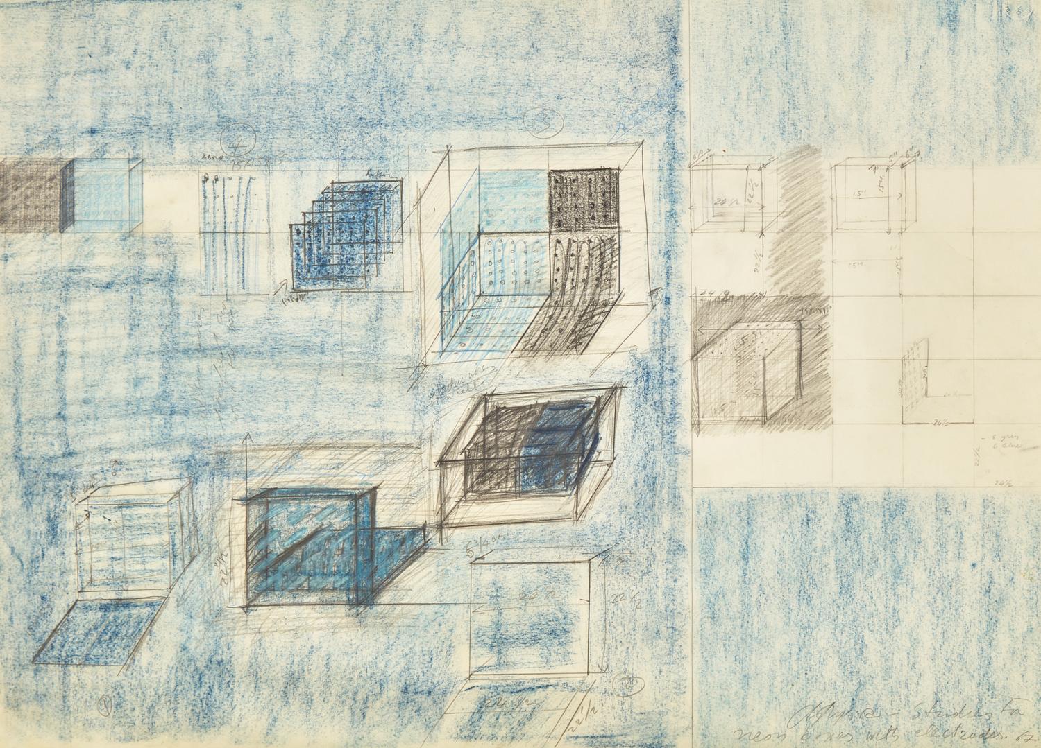 Two Works: Studies for Neon Boxes with Electrodes, 1967 ; together with Crossword Puzzles (2)