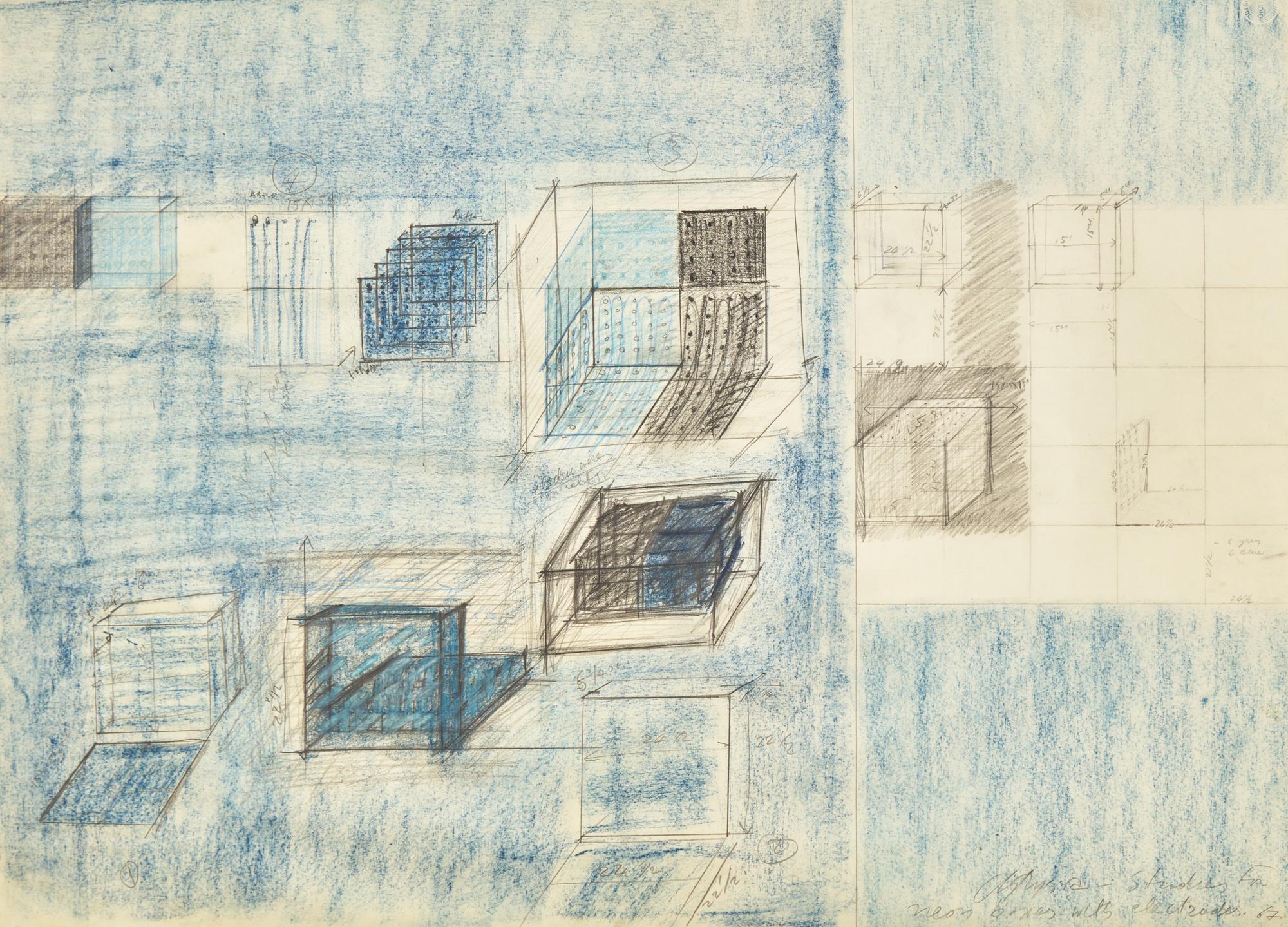 Two Works: Studies for Neon Boxes with Electrodes, 1967 ; together with Crossword Puzzles (2)