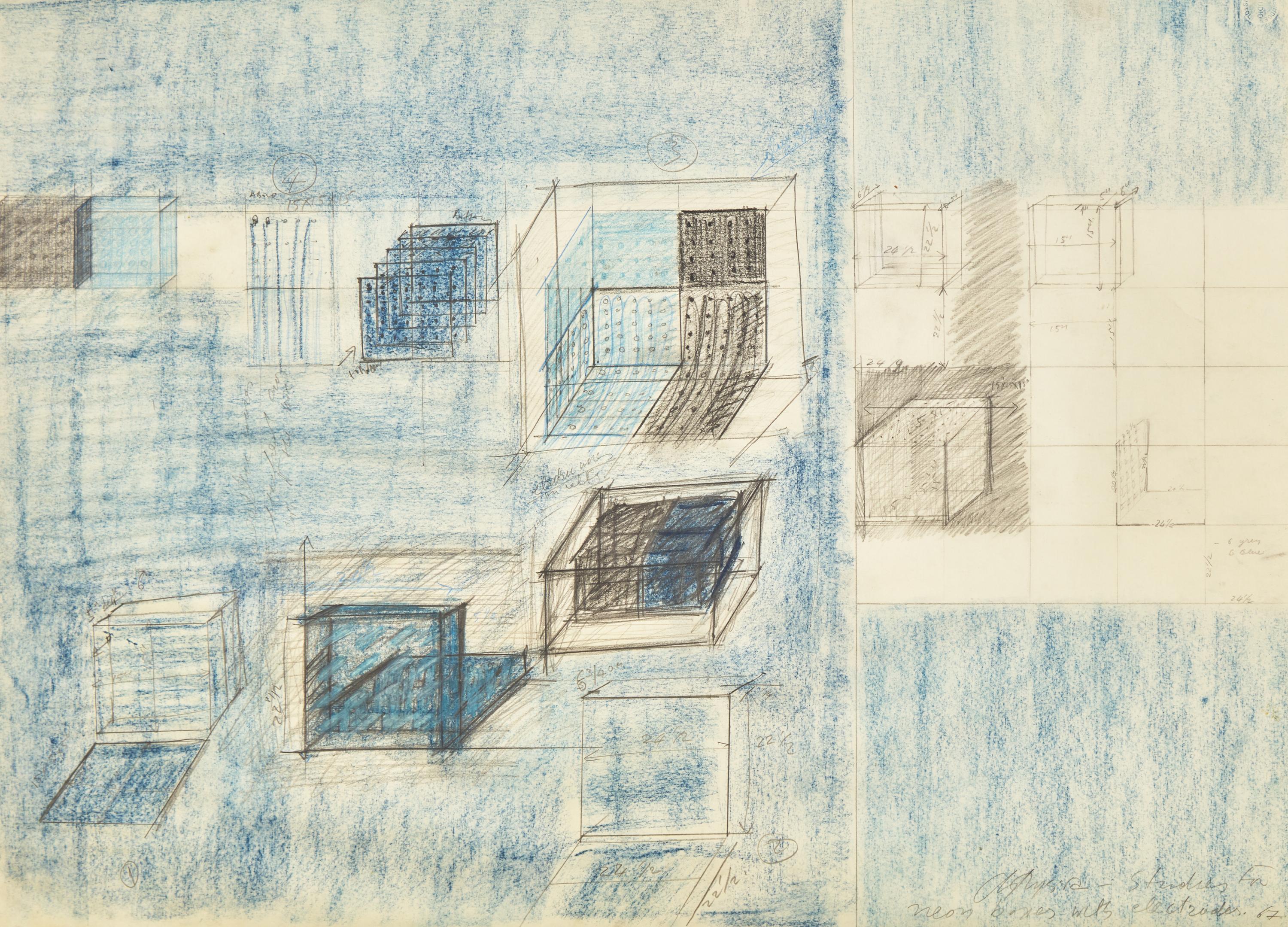 Two Works: Studies for Neon Boxes with Electrodes, 1967 ; together with Crossword Puzzles (2)