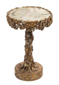 A Victorian Style Gilt and Silvered Side Table Height 23 1/4 x diameter of top 15 inches. — LATE 20TH CENTURY