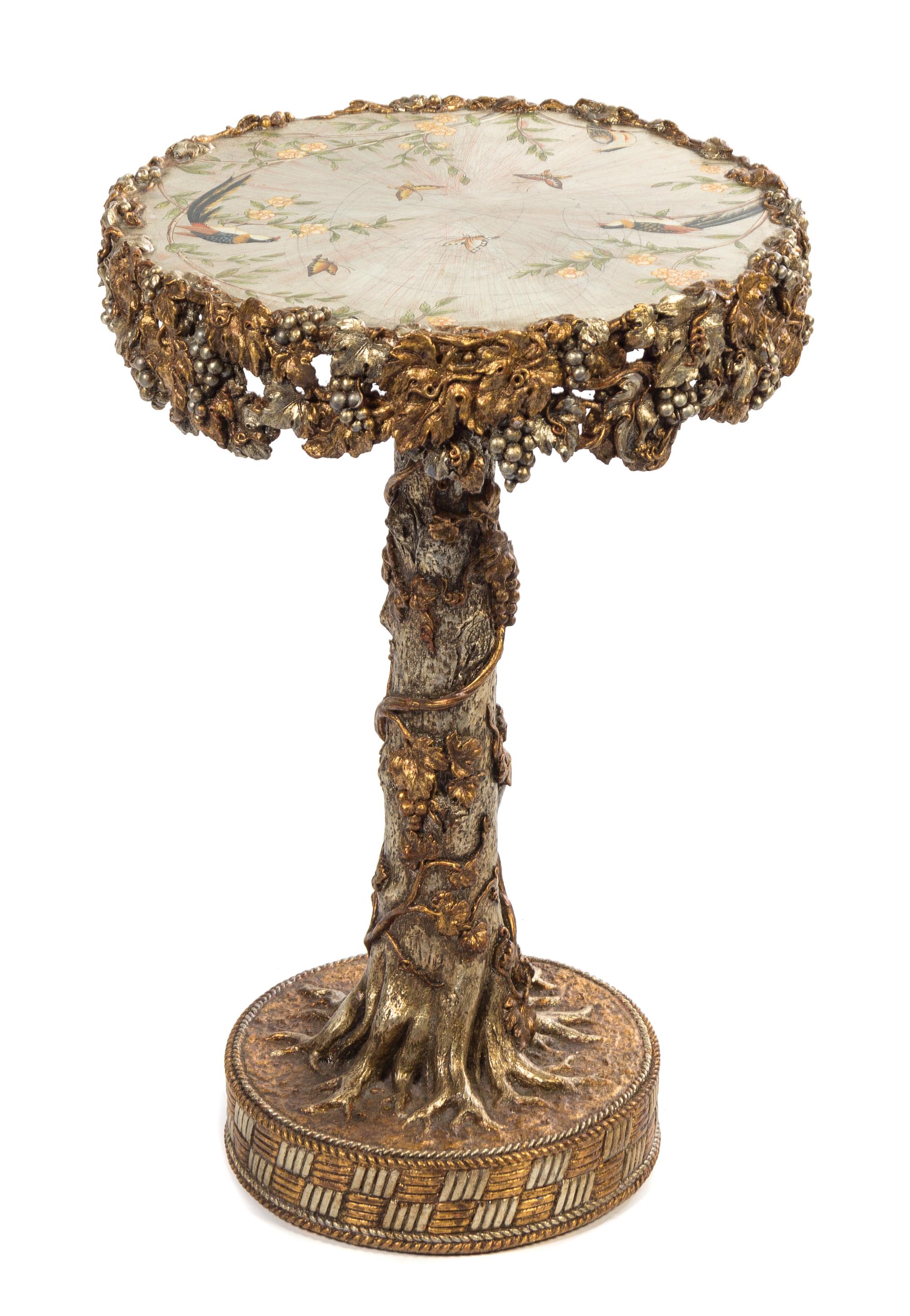 A Victorian Style Gilt and Silvered Side Table Height 23 1/4 x diameter of top 15 inches. — LATE 20TH CENTURY