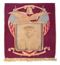 [WORLD WAR I]. Patriotic banner featuring photographic portrait of African American soldier.