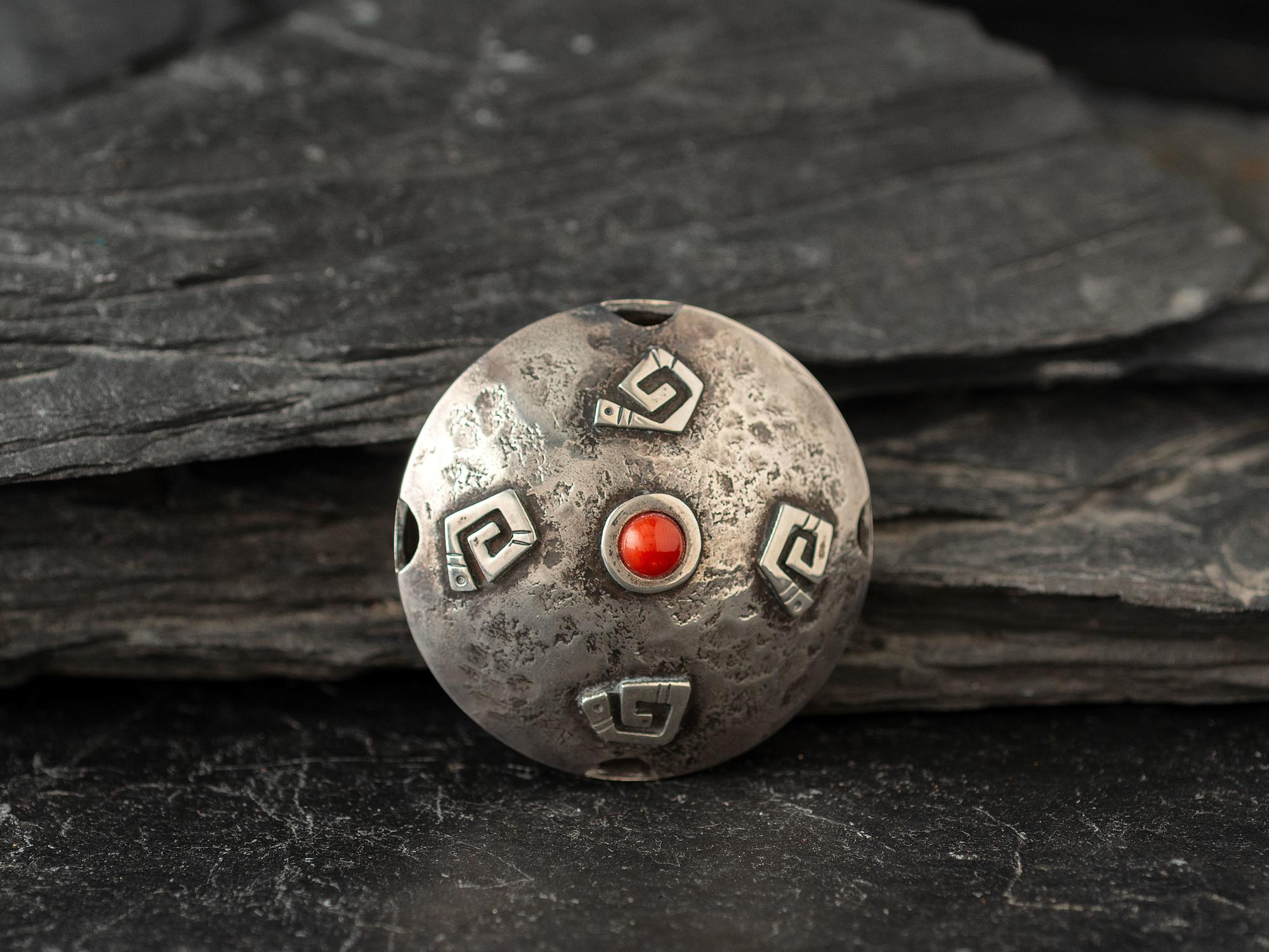 Silver and Coral Seed Jar