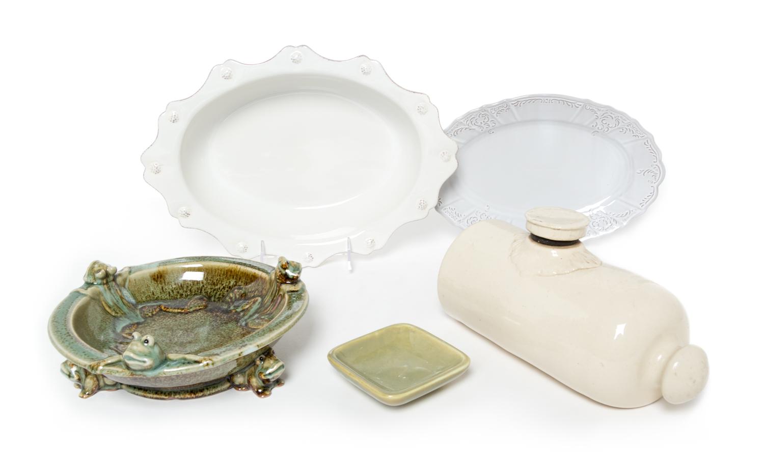 A Group of Ceramic Table Articles Width of widest 13 1/8 inches.