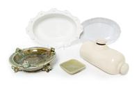 A Group of Ceramic Table Articles Width of widest 13 1/8 inches.