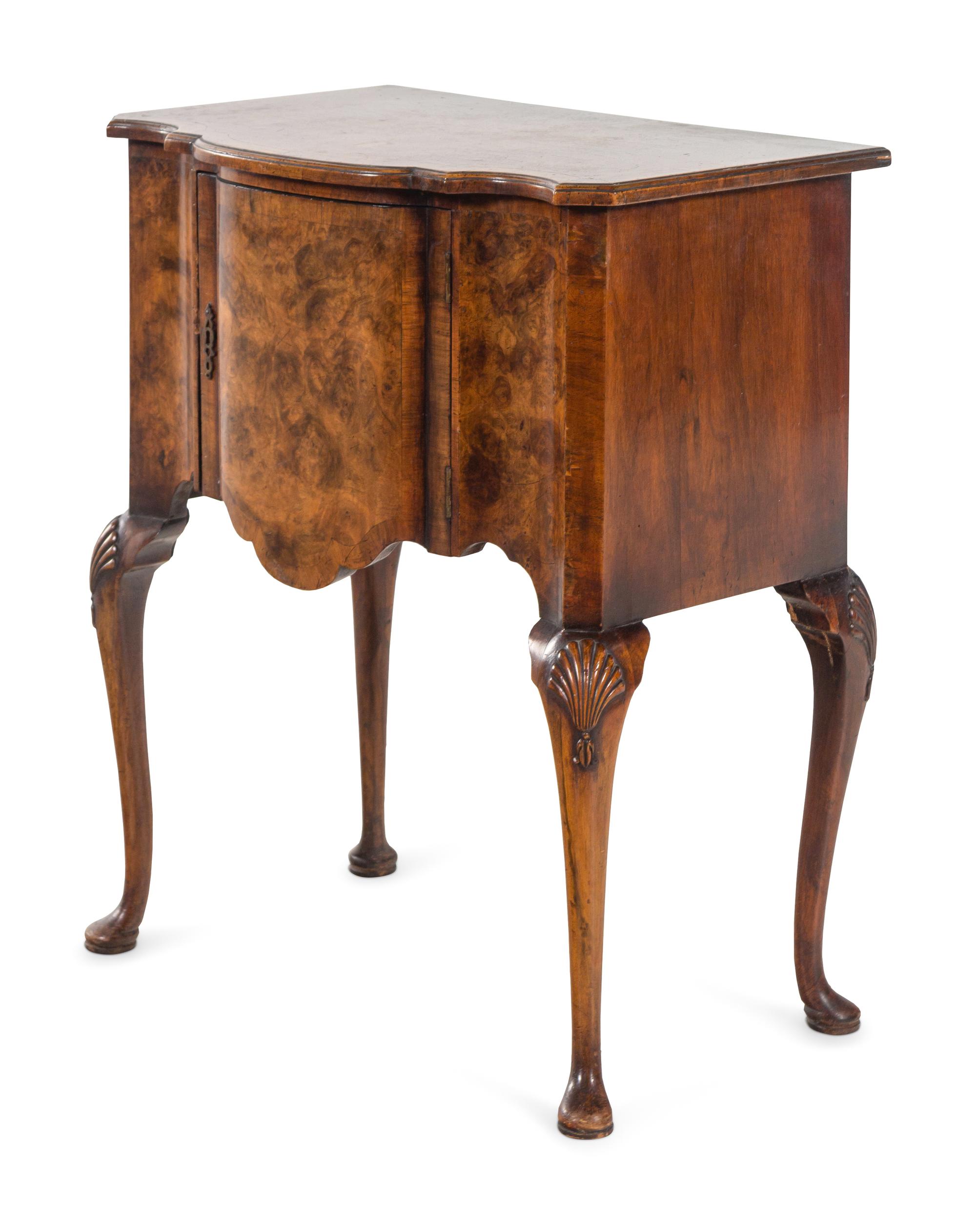 A Queen Anne Style Burl Walnut Dressing Table