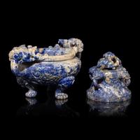 A Chinese Lapis Lazuli Incense Burner, 20th Century — 近代 青金石雙活環耳香爐