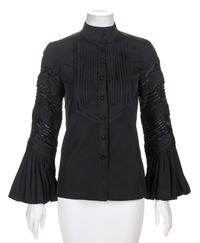 A Roberto Cavalli Black Pleated Blouse, Size 38.