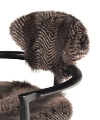 A Set of Four Faux Fur-Upholstered Ebonized Armchairs
