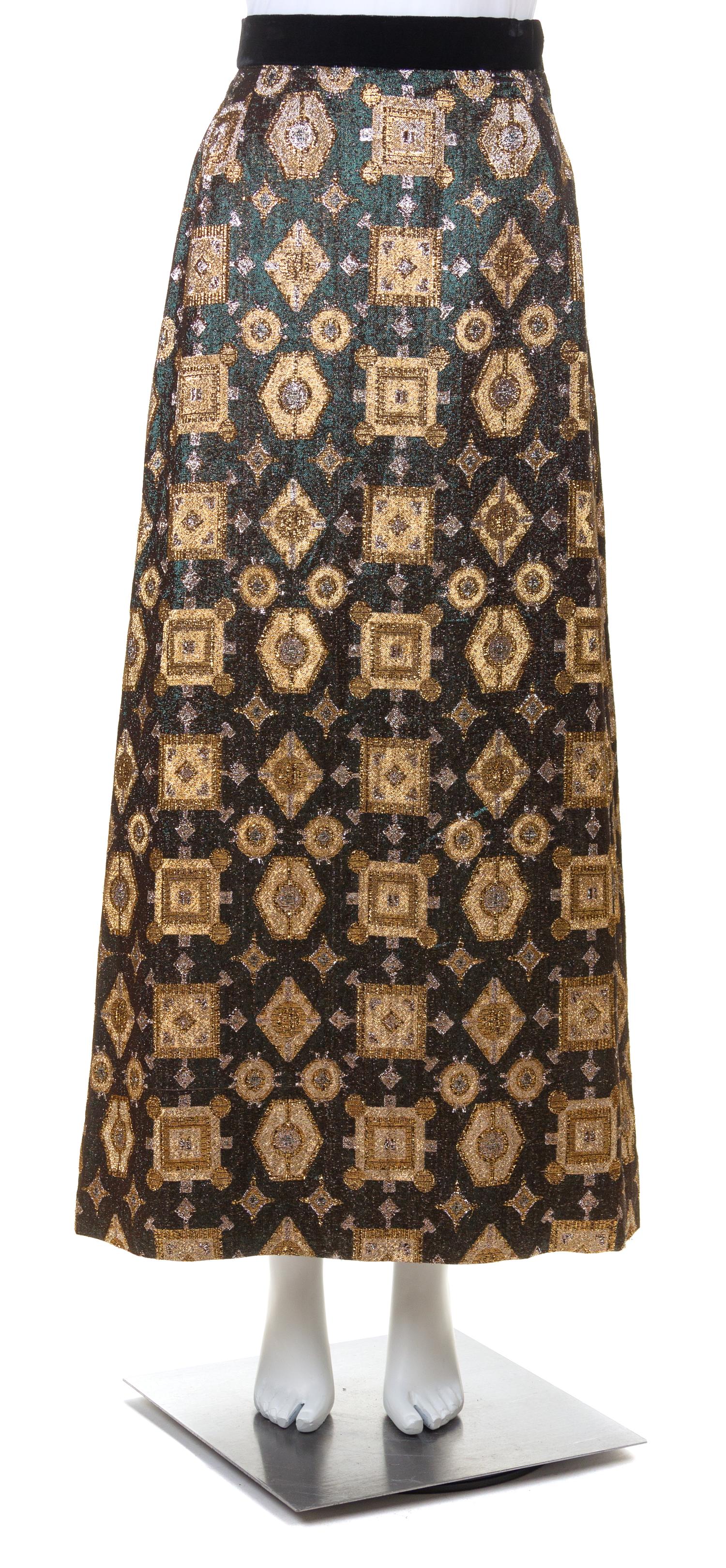 A Graham Price Green and Metallic Evening Skirt, Size 12.