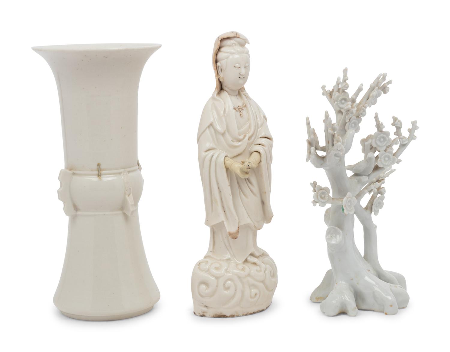 Three Blanc-de-Chine Porcelain Articles