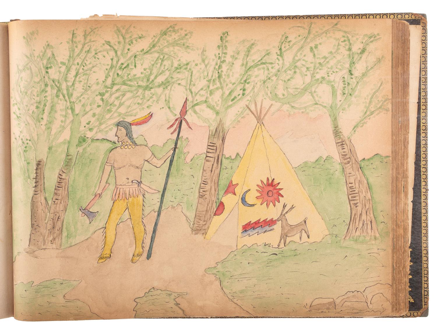 "Drawings Presented to Rev. Pius Boehm by His Little Indian Children." [Crow Creek Reservation, South Dakota.] 4 May 1899.