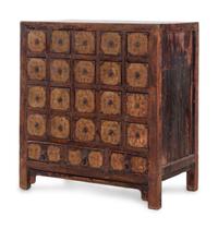 A Chinese Parcel Lacquered Elmwood Medicine Chest