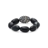 BLACK HARDSTONE AND MOONSTONE BEAD BRACELET