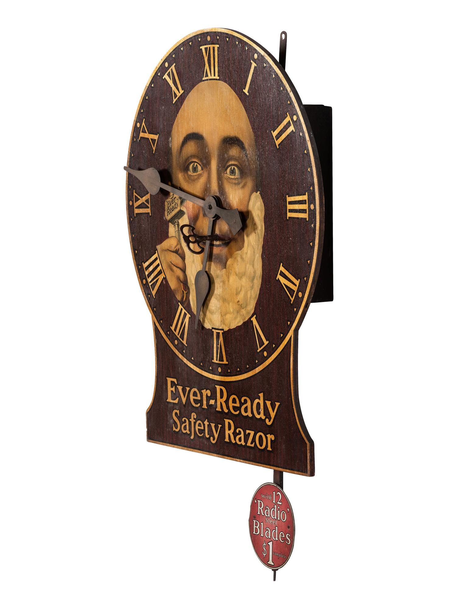 An Ever-Ready Safety Razor Wooden Advertising Wall Clock