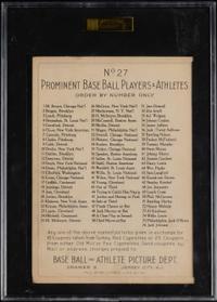 A 1911 T3 Turkey Red Cabinets Christy Mathewson Baseball Card (SGC 3 VG) Checklist Back