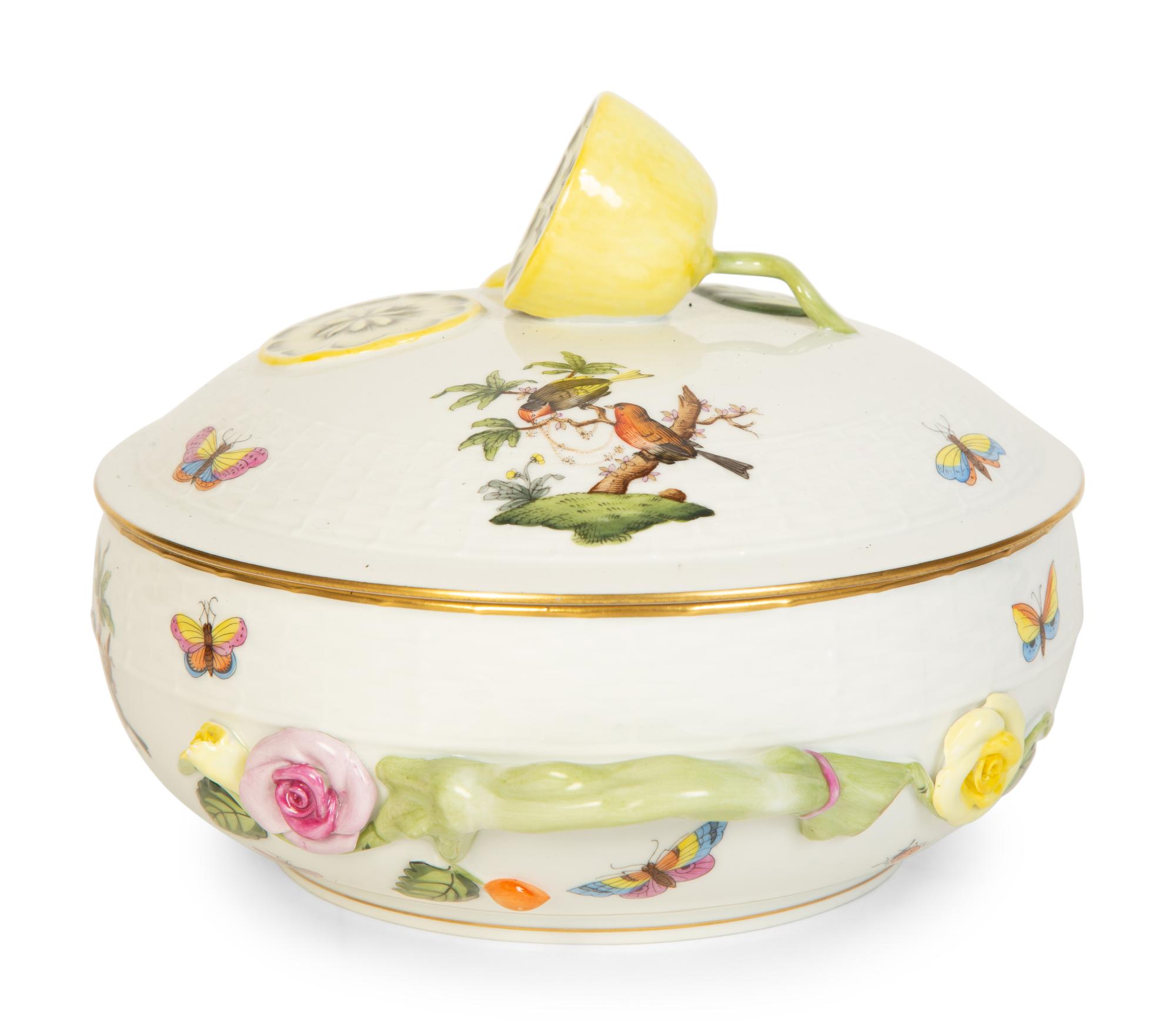 A Herend Porcelain Rothschild Bird Covered Tureen