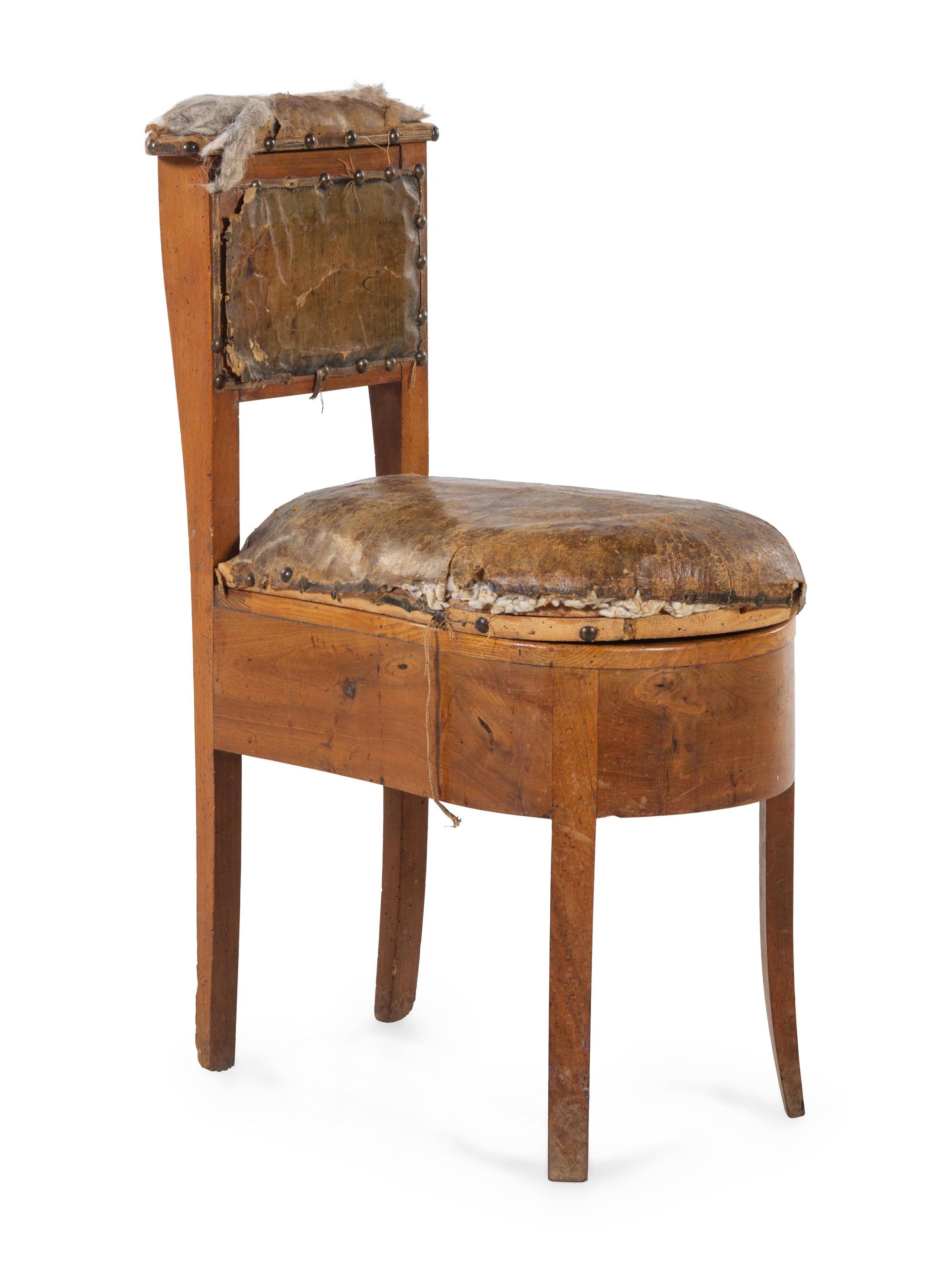 A Louis XV Provincial Leather-Upholstered Fruitwood Bidet