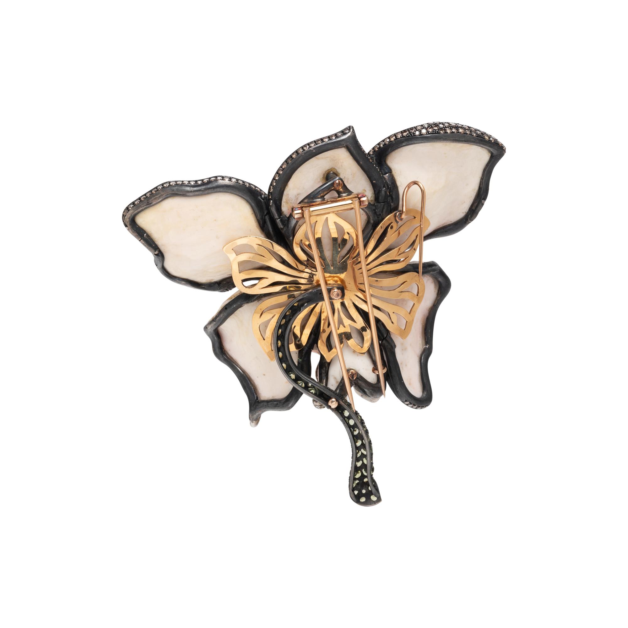 LUZ CAMINO, MULTIGEM ORCHID BROOCH