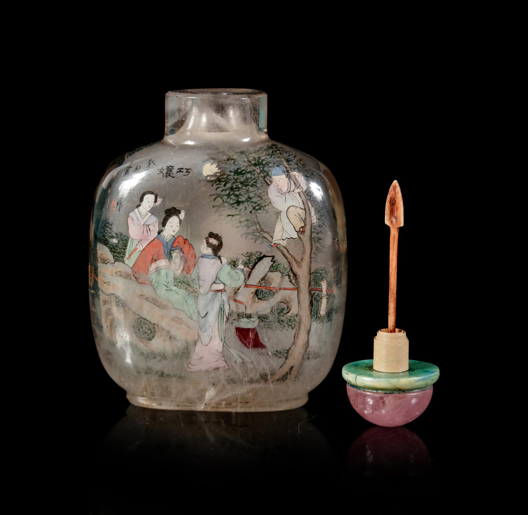 An Inside Painted Rock Crystal Snuff Bottle
