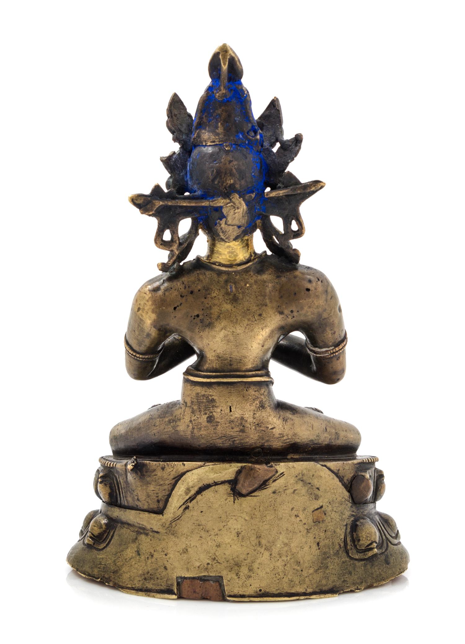 A Sino-Tibetan Gilt Bronze Figure of a Bodhisattva Height 8 1/2 inches.