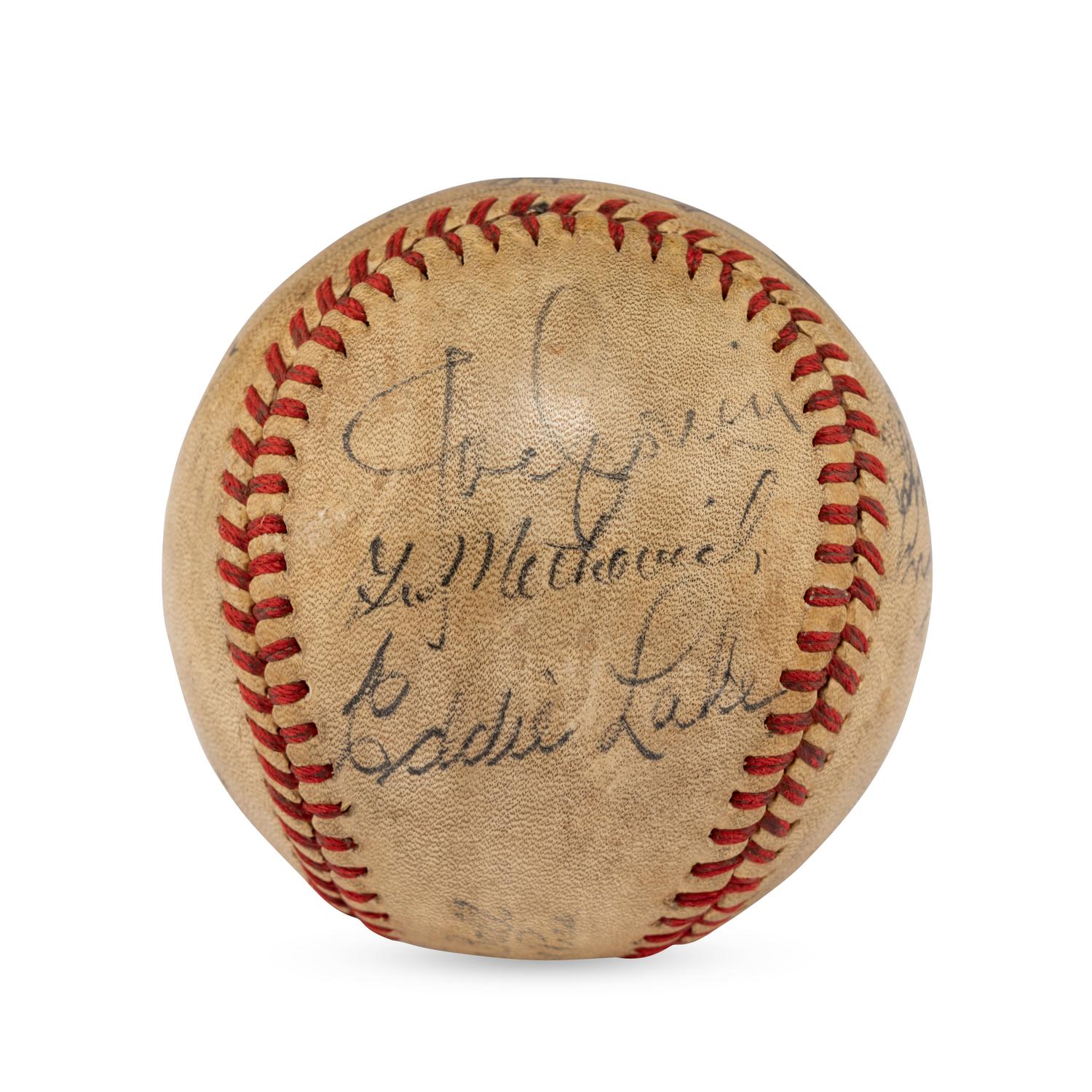 A 1943 Boston Red Sox Partial Team Signed Autograph Baseball (Beckett Authentication Services)