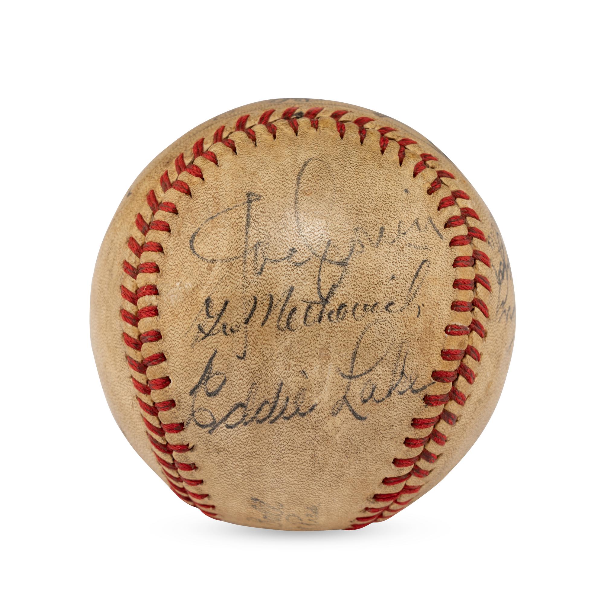 A 1943 Boston Red Sox Partial Team Signed Autograph Baseball (Beckett Authentication Services)