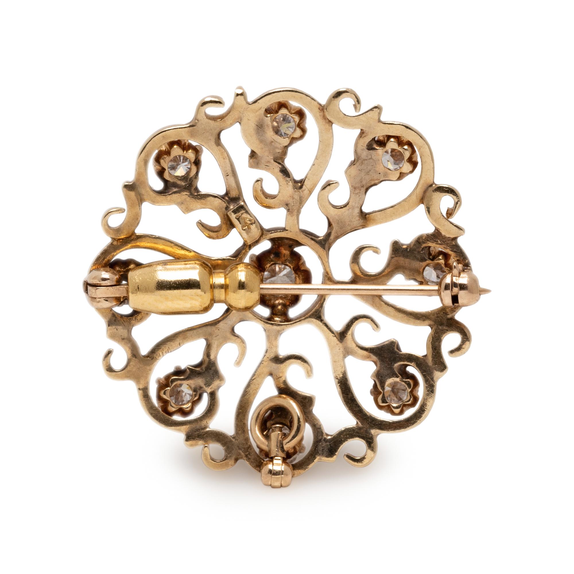 YELLOW GOLD AND DIAMOND SNOWFLAKE PIN