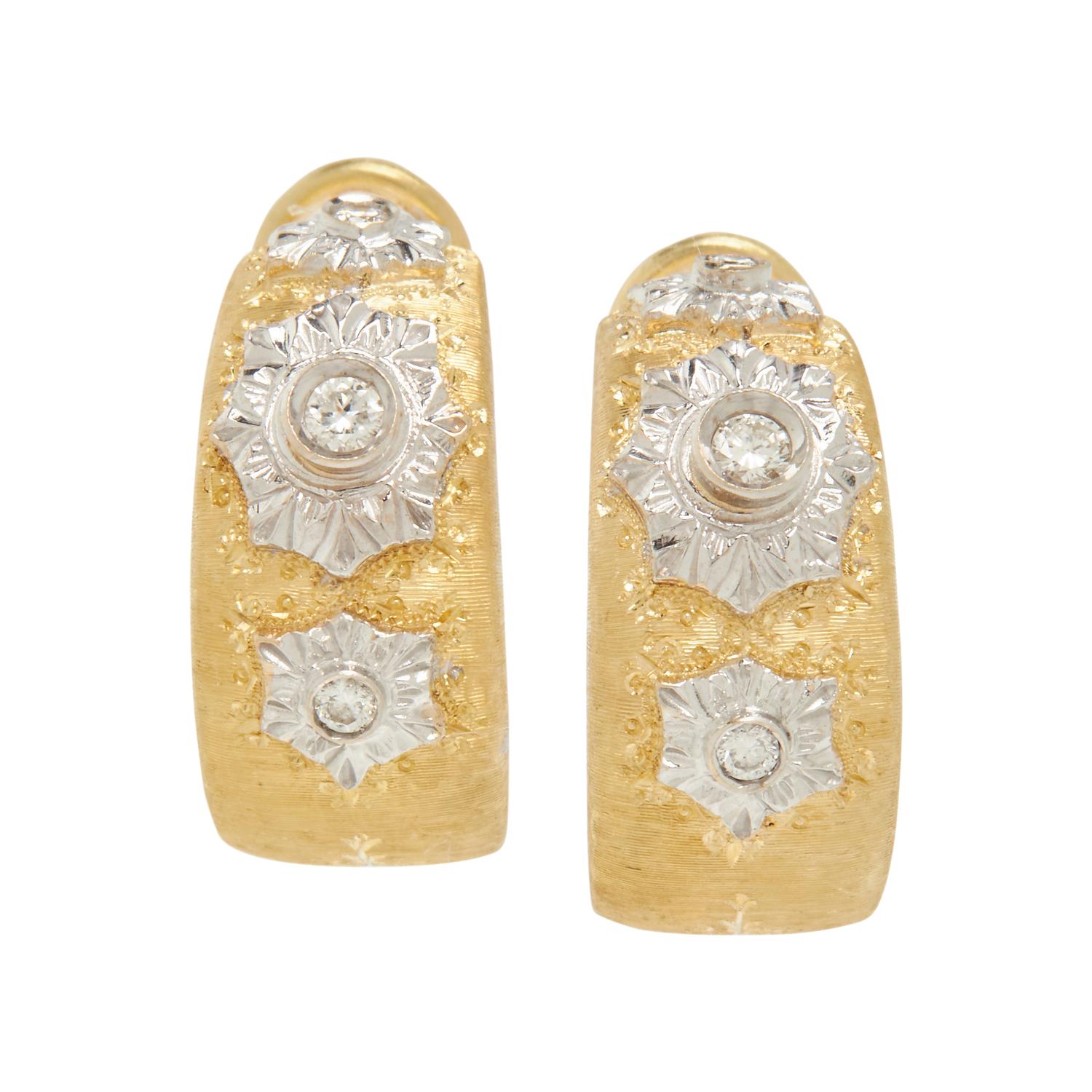 BICOLOR GOLD AND DIAMOND HOOP CLIP EARRINGS