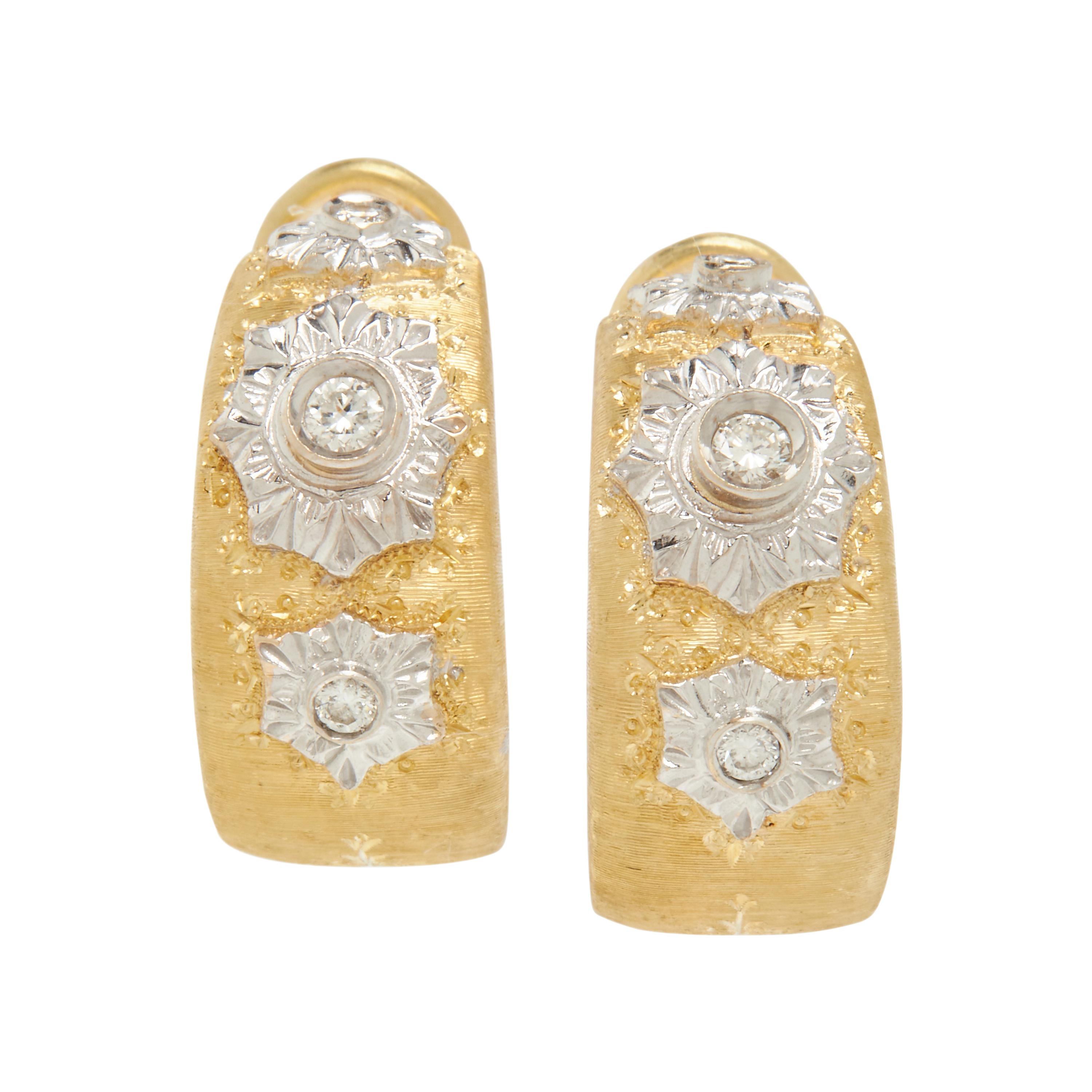 BICOLOR GOLD AND DIAMOND HOOP CLIP EARRINGS