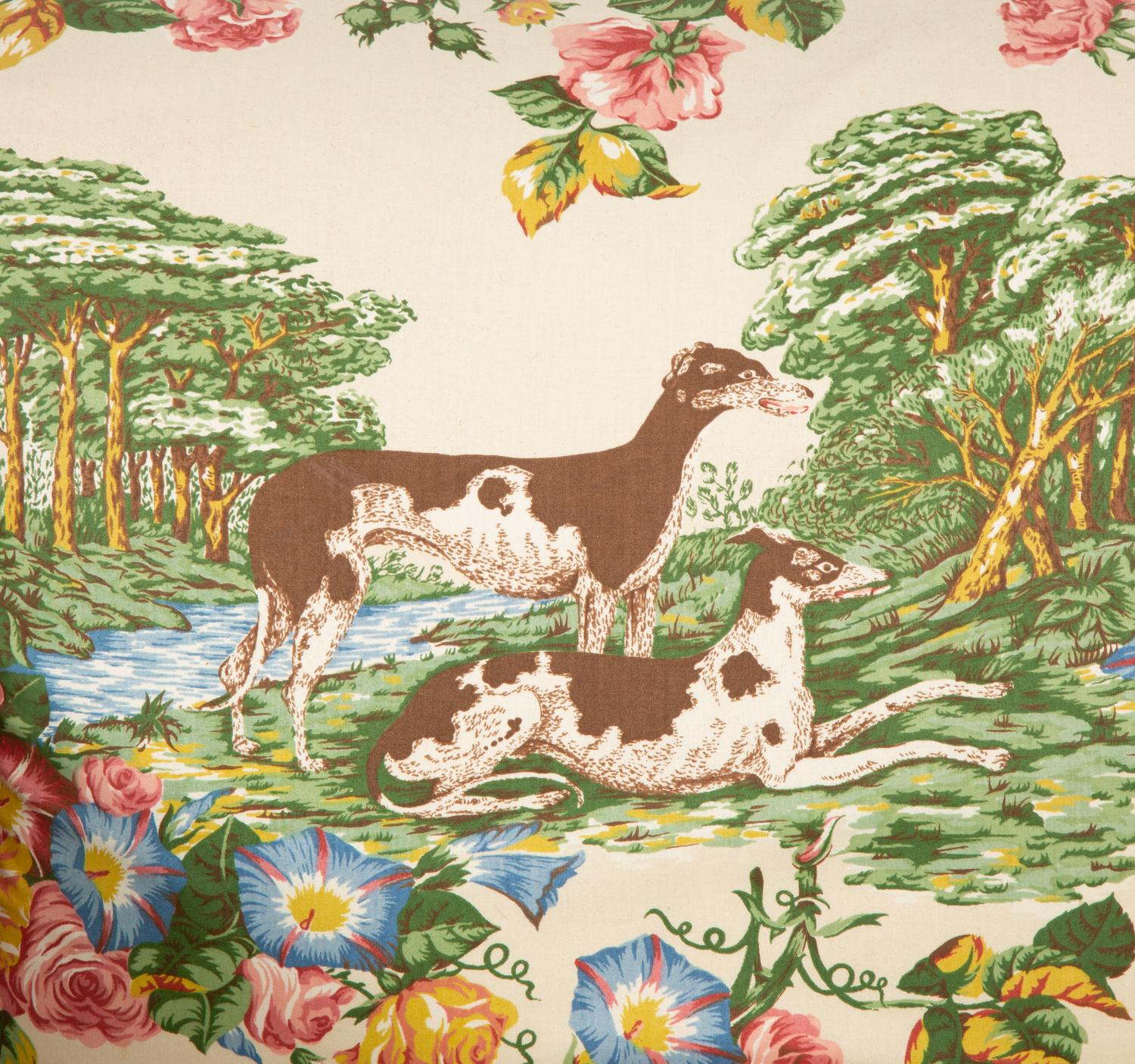 A Printed Cotton-Upholstered Two-Cushion Sofa