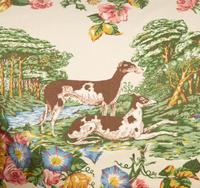 A Printed Cotton-Upholstered Two-Cushion Sofa