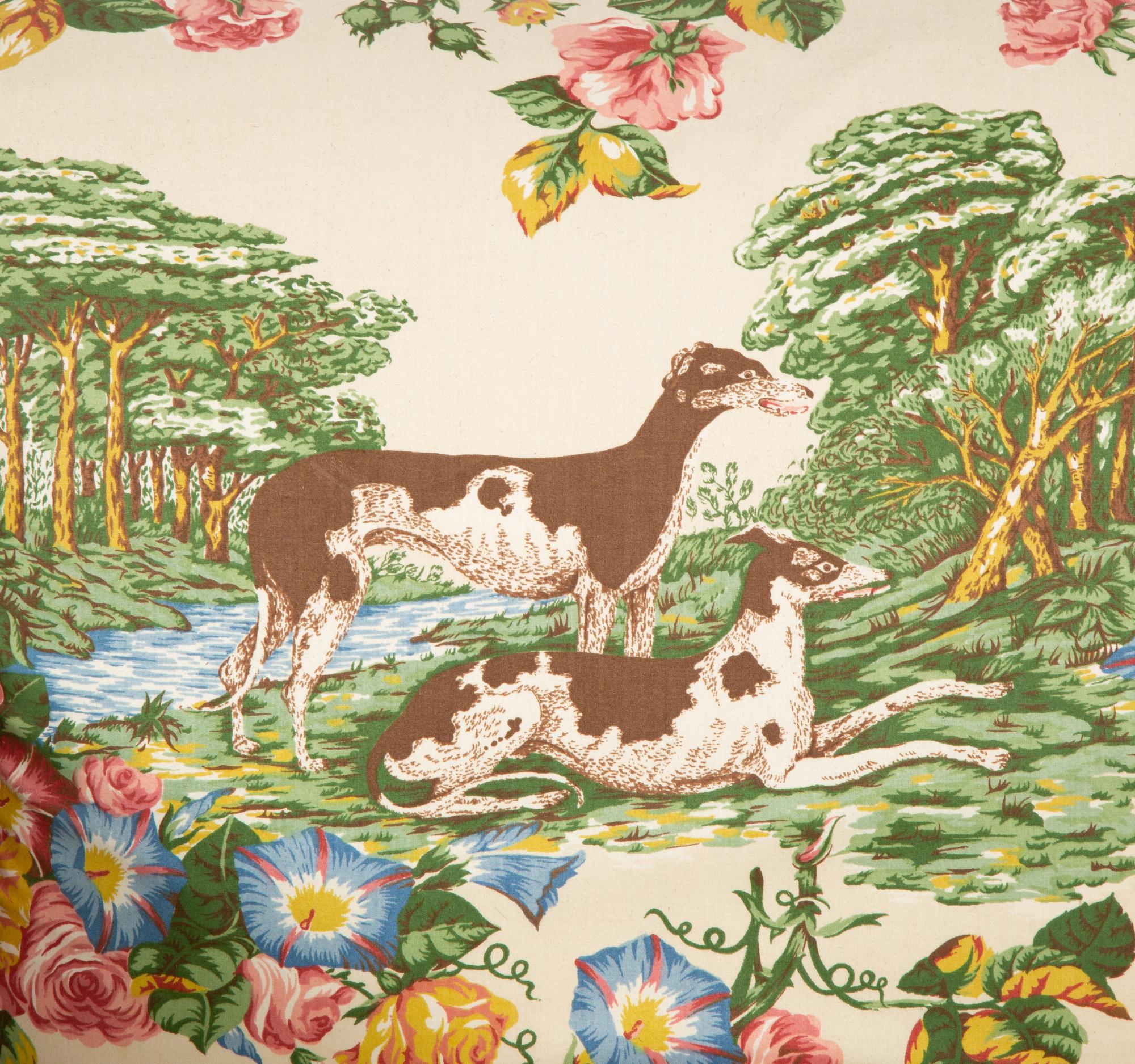 A Printed Cotton-Upholstered Two-Cushion Sofa