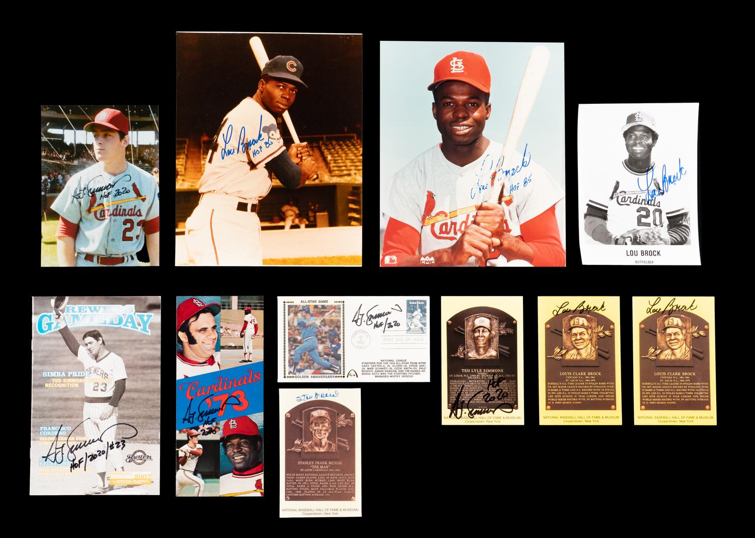 A Collection of St. Louis Cardinals Hall of Fame Signed Autograph Items