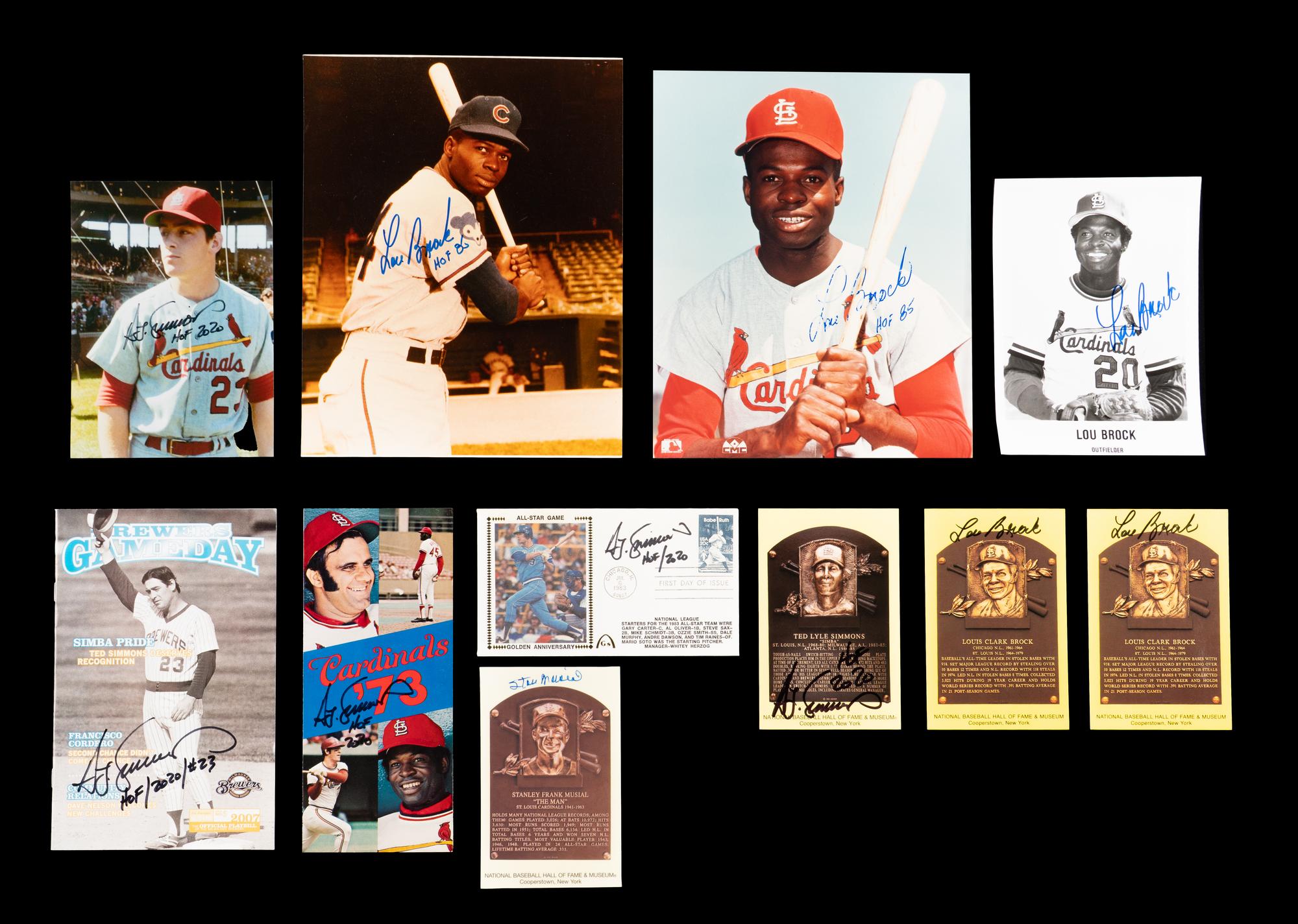 A Collection of St. Louis Cardinals Hall of Fame Signed Autograph Items