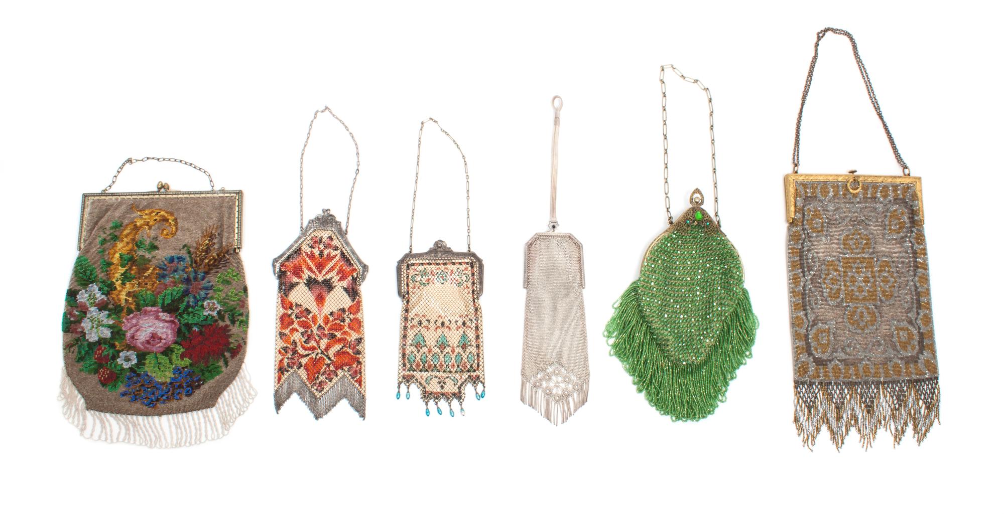 A Collection of Beaded Evening Bags Height of tallest 11 1/2 inches.
