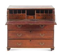 An English Brass Mounted Elm Campaign Desk
