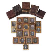 [Early Photography] Group of 35 Sixth Plate Daguerreotypes of Men