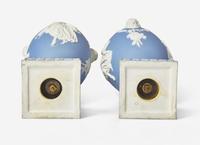 A Pair of Large Wedgwood Blue Jasperware Urns